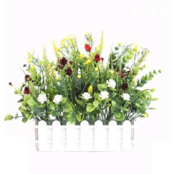The Florist Multicolored Artificial Flower Plastic Fence Arrangement - FL26