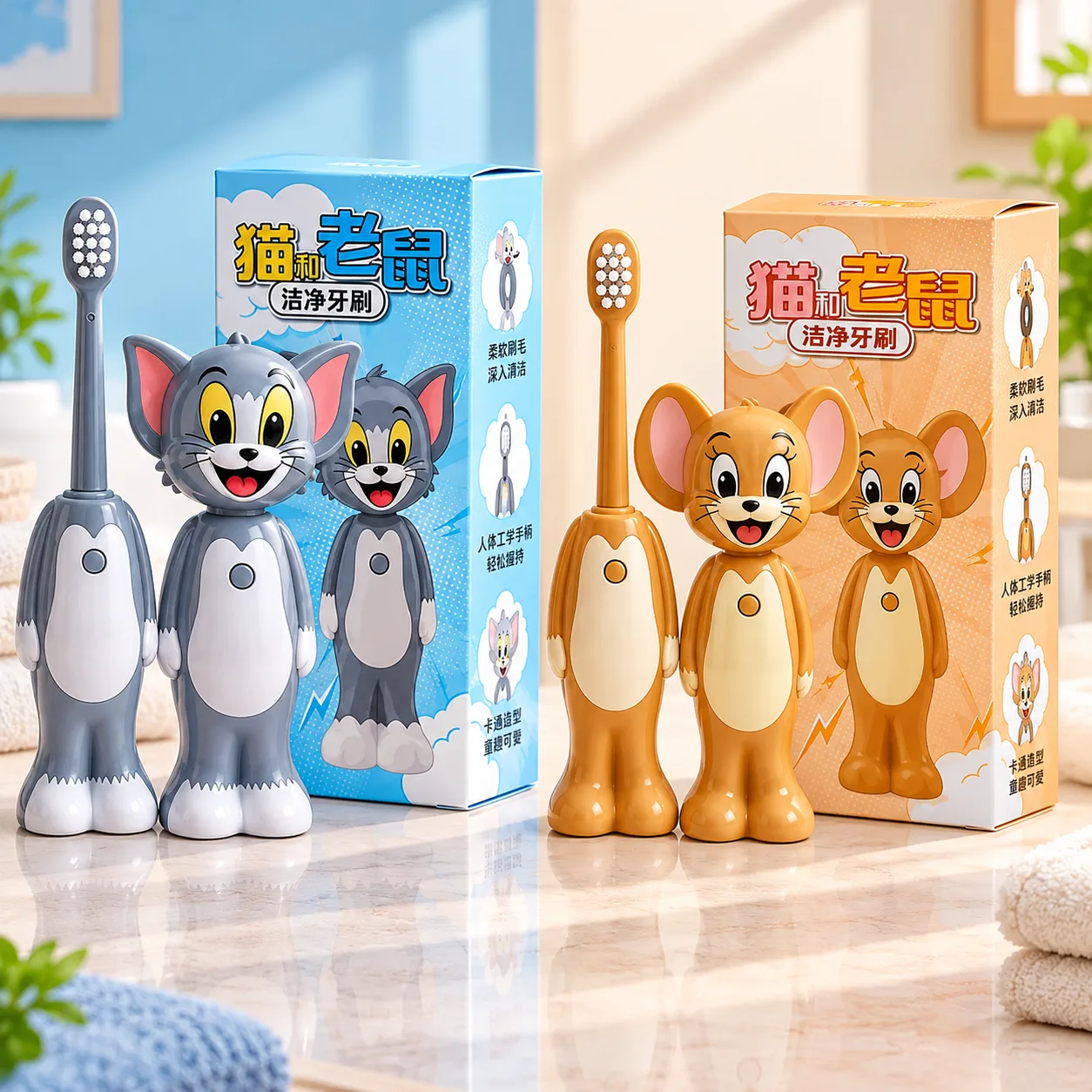 Tom & Jerry Toothbrush Disney Zootopia Scalable Toothbrush Cute Nick Judy Anime Figures Transformable Soft Bristled Toothbrush Fine Bristled Kids
