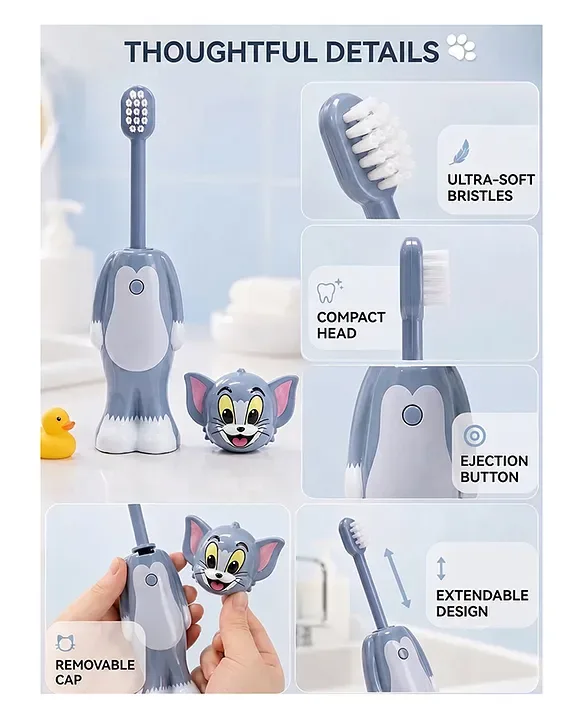 Tom & Jerry Toothbrush Disney Zootopia Scalable Toothbrush Cute Nick Judy Anime Figures Transformable Soft Bristled Toothbrush Fine Bristled Kids
