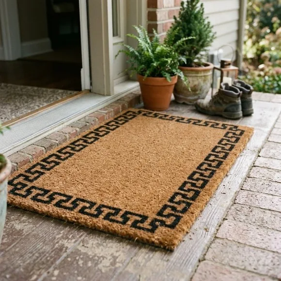 Touch Wood Greek Border Coco Coir Door Mat
