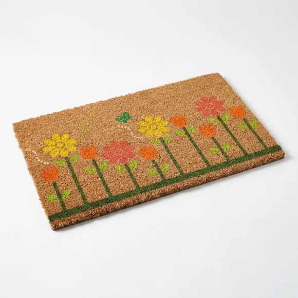 Touchwood Blooming Garden Flowers Natural Coir Door Mat 50x80 cm thumbnail 2