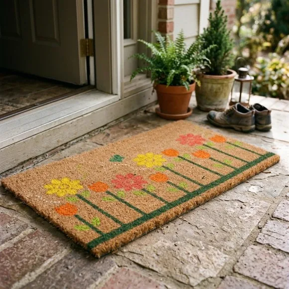 Touchwood Blooming Garden Flowers Natural Coir Door Mat 50x80 cm