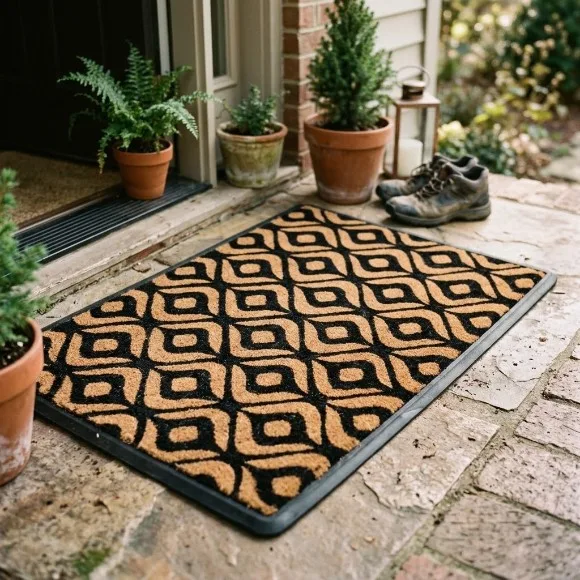 Touchwood Geometric Trellis Natural Coir Entrance Mat 50x80CM