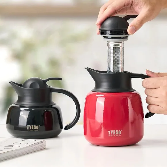 Tyeso Thermos Pot Insulated Stainless Steel Coffee Pot Suitable For Home /Office 1liter