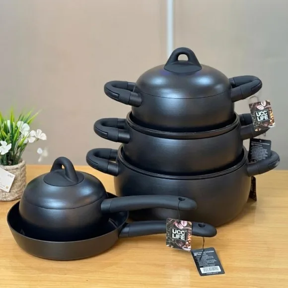 UCC LIFE Forged series High Quality Ceramic Coated Non-Stick Cookware Set 9 Pcs - UC-FS1109