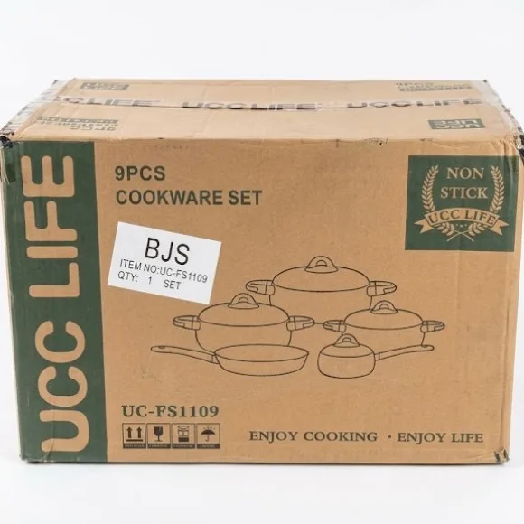 UCC LIFE Forged series High Quality Ceramic Coated Non-Stick Cookware Set 9 Pcs - UC-FS1109