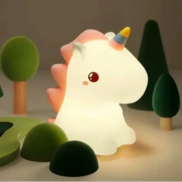 Unicorn Cute Silicone LED Night Light For Kids Children USB Rechargeable Lamp