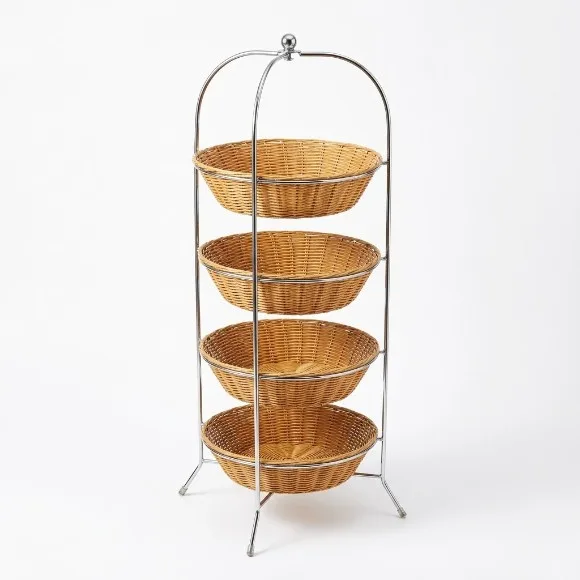 Vintage 4-Tier Wicker Basket for Vegetables kitchen Items