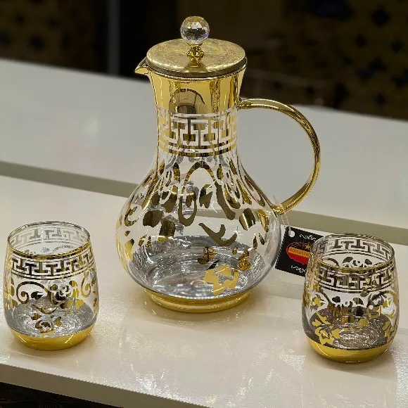 Elegant Golden Design Water Carafe & Drinking Glass Set – 7 Pcs thumbnail 4
