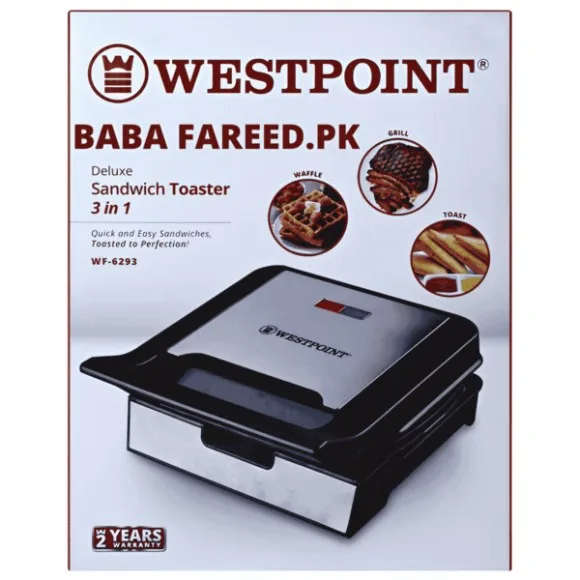 Westpoint WF-6293 - Deluxe Sandwich Toaster 3 in 1 Black & Silver