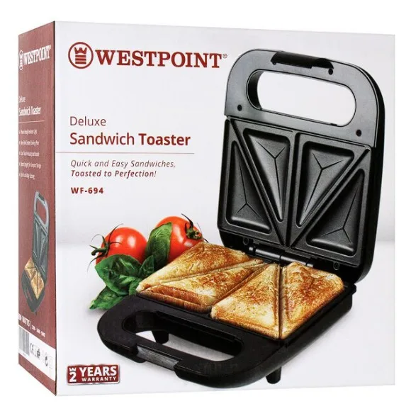 Westpoint WF-694 - Deluxe Sandwich Toaster - Black.
