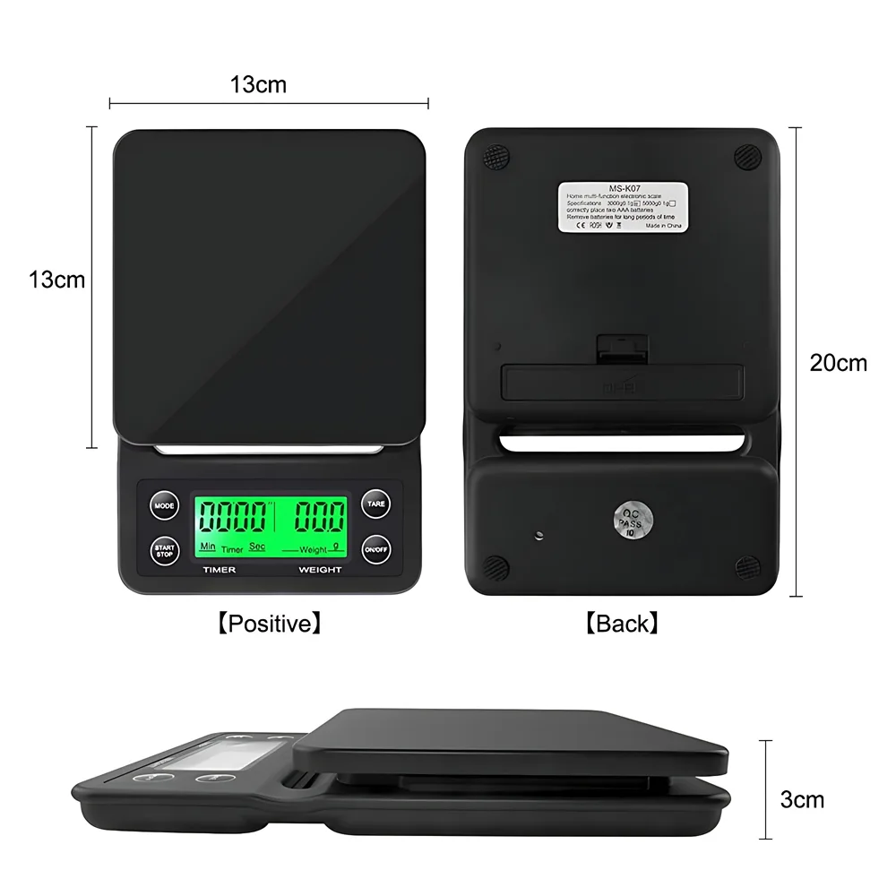 Digital Coffee Scale with Timer - 3kg/0.1g