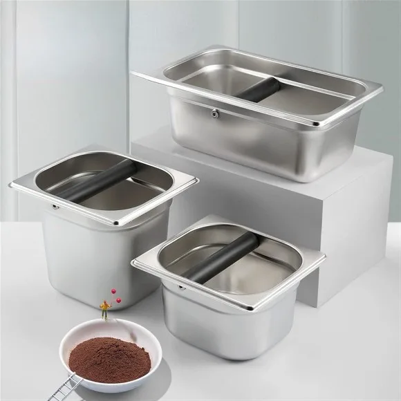 Wood Edge New Style Stainless Steel Coffee Residue Slag Pot Knock Box