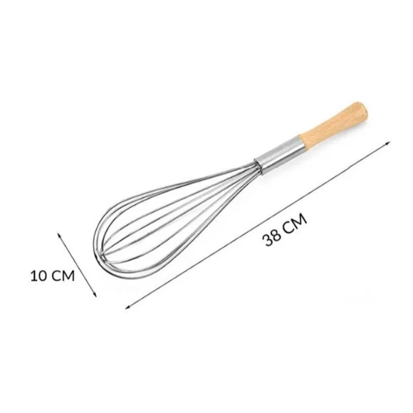 Wood Handle Hand Egg Beater 38CM - 15 Inch