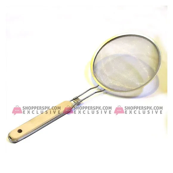 Wooden Handle Stainless Steel Colanders Strainers - Medium 14 Inch