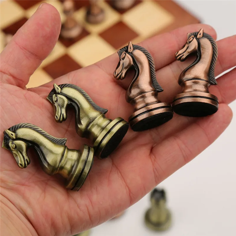 Zinc Alloy Chess Retro Board Set Folding Portable Chess Game thumbnail 2
