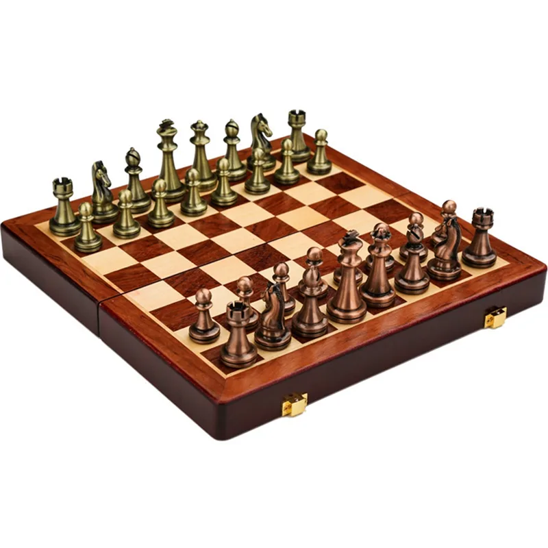 Zinc Alloy Chess Retro Board Set Folding Portable Chess Game thumbnail 5