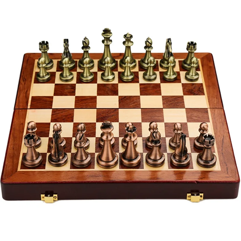 Zinc Alloy Chess Retro Board Set Folding Portable Chess Game thumbnail 3